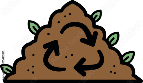 Compost pile recycling symbol organic garden soil healthy ecosystem vector