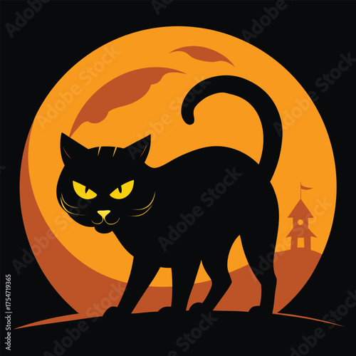 A minimalist silhouette of a menacing vampire with a huge cloak raised, set against a saturated, blood-red twilight.