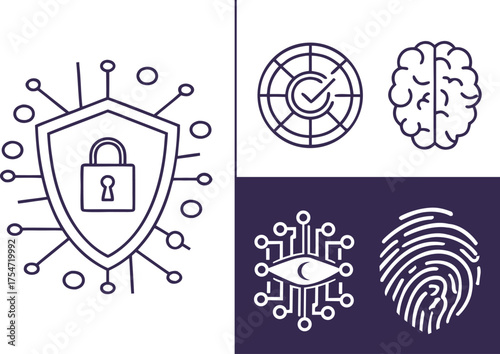 	AI Biometric Data Protection and Verification Icons