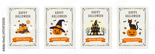 Happy Halloween Festive Greeting Cards Collection.