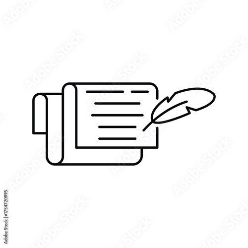 History, writing icon. Line style for web template and app. Simple thin line, poetry, book concept, education, vector illustration design on white background. Editable stroke EPS 10