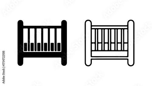 Baby cribs outline with transparent background