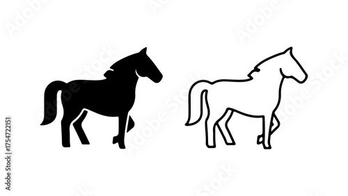 Horse outline and silhouette with transparent background