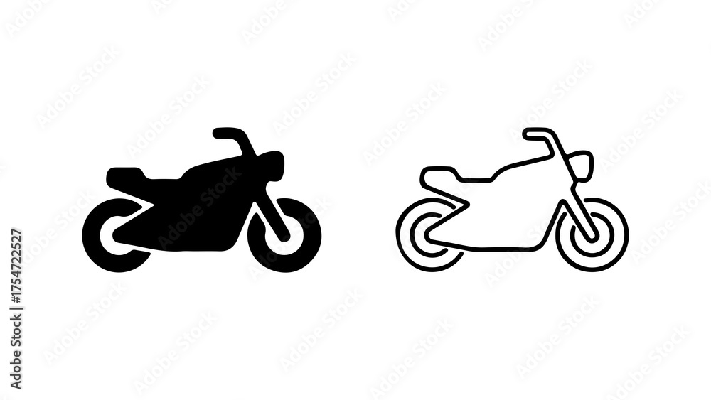 Fototapeta premium Motorcycle outline and silhouette with transparent background