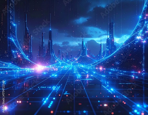 Glowing Neural Network Technology Background