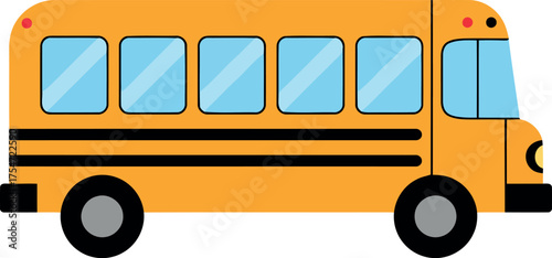 Bright yellow school bus transportation kids education journey vector