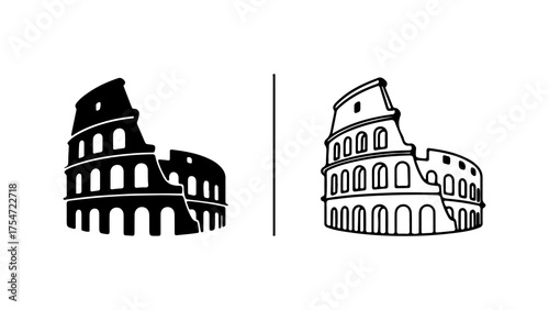 Colosseum landmark icons with transparent background