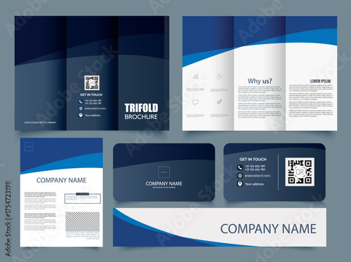 Modern Corporate Trifold Brochure Template Editable and print-ready vector illustration..