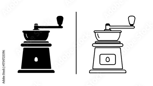 Coffee grinder icon set with transparent background