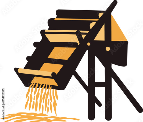 Traditional threshing machine agriculture harvest grain separator rustic farm equipment vector