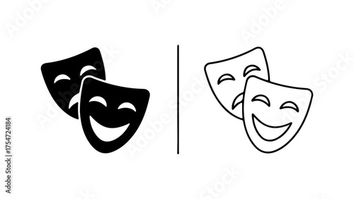 Comedy and tragedy masks with transparent background