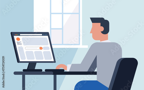 Man browsing internet at desk