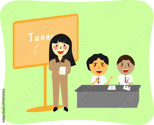 Flat Design Illustration of Biology Class