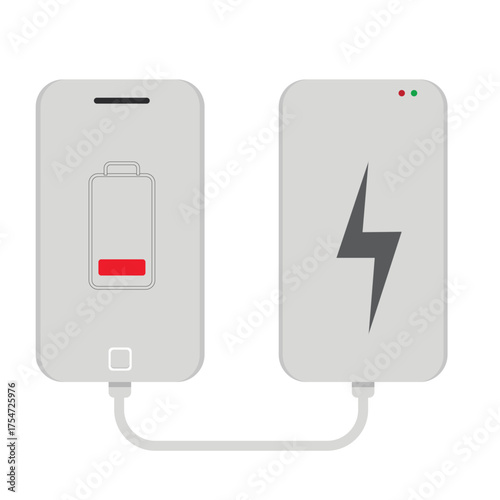 Wireless charger with smartphone, vector