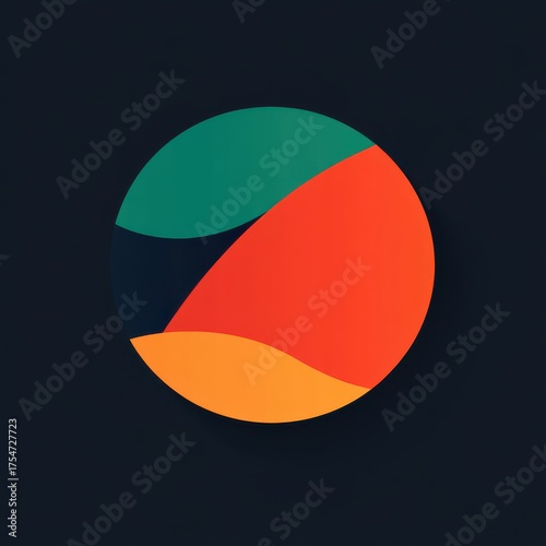 Abstract circular logo in red, orange, and green with modern curves