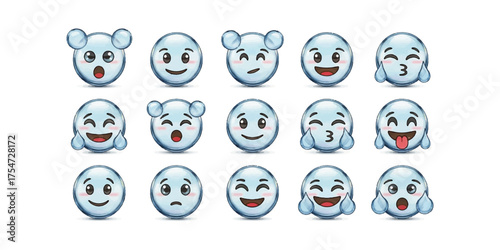 3D glass emoji icons made of crystal material