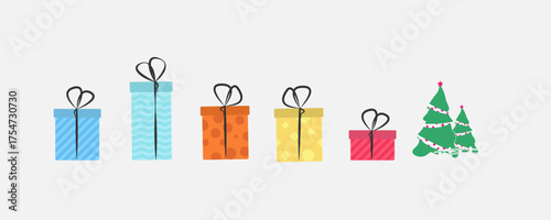 Gift Boxes art element decorate christmas. new year. on white background.