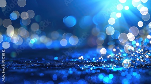 Sparkling Blue Glitter Background with Bokeh Effect for Abstract and Artistic Projects
