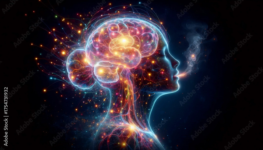 Naklejka premium Breath neural pathways, Ai generated image