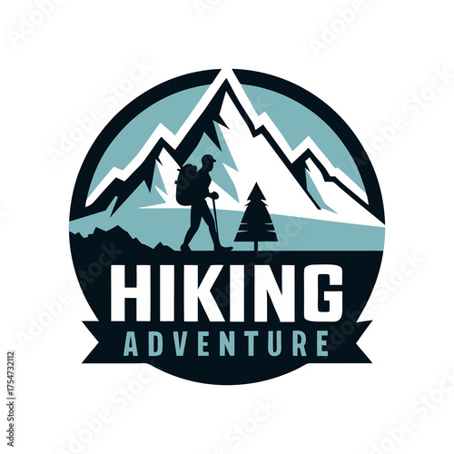 Hiking Adventure Mountain Emblem Logo