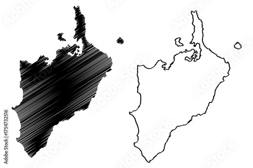 Little Nicobar Island (Republic of India, Nicobar Archipelago, Indian Ocean) map vector illustration, scribble sketch Ong map