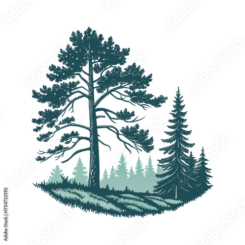 Minimalist Forest Landscape Silhouette