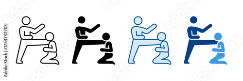 Downward Strike Icon Set Multiple Style Collection
