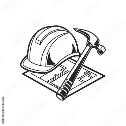 Construction Tools and Home Building Concept Icon