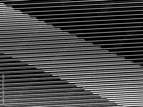 Abstract art geometric background with shiny abstract 3d black and white stripes pattern. Black and white optical illusion with waves and transitions.	
