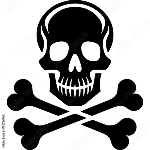 Warning: The universal sign of danger, caution, and hazardous materials: a graphic depiction of a human skull crossed by two bones, a stark symbol communicating risk.