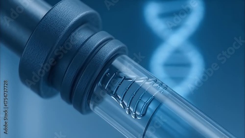 Laboratory vial microchip implant medical research biotechnology dna strand sterile sample transparent tube biometric device clinical analysis molecular science medical vial clear liquid pipette near