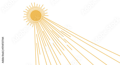 Golden sun illustration with rays vector graphic sunny bright light sunshine summer heat energy design element