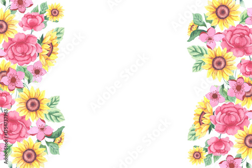 Watercolor flowers background vector for design.