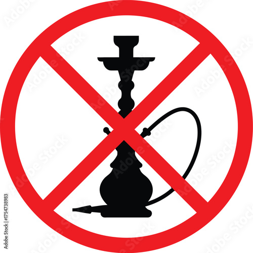 Vector illustration of a forbidden shisha hookah icon with red prohibition symbol scalable eps