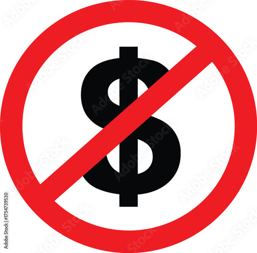 No money icon prohibition symbol vector graphic scalable eps for business and finance