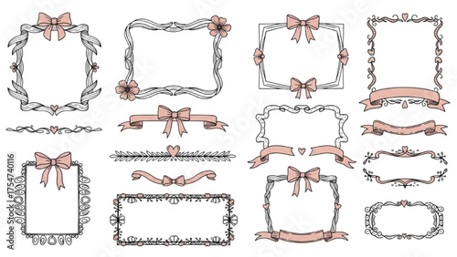 Elegant Decorative Frames and Ribbons Collection Vintage Designs for Creative Projects