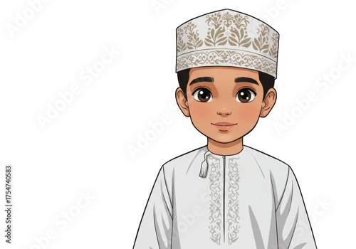 Illustration of an Omani boy wearing traditional attire