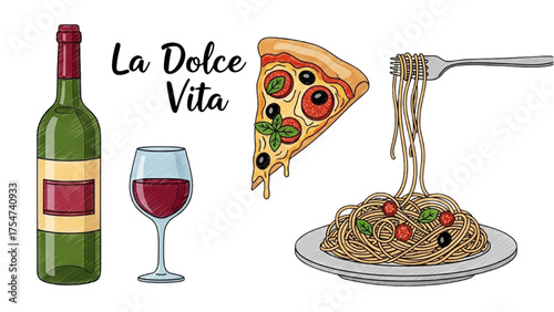 La Dolce Vita Italian Food and Drink Icons - A Taste of Sweet Life