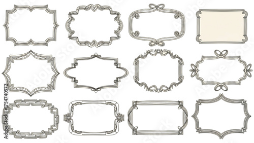 A Diverse Collection of Elegant Vintage Frames with Intricate Details for Decorative Borders and Graphic Designs