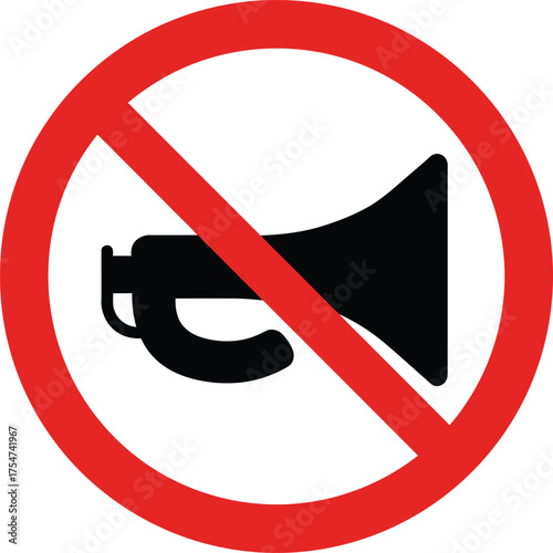 Vector illustration of a no honking prohibition sign scalable eps icon for general use