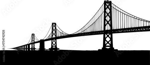 Bay bridge silhouette. This image shows the silhouette of the Bay Bridge, also known as the San Francisco-Oakland Bay Bridge. Vector clipart illustration design.