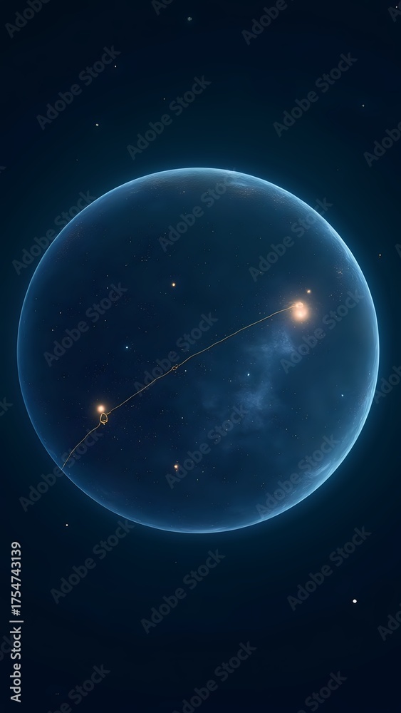 Obraz premium Orbital Path Around a Blue Planet