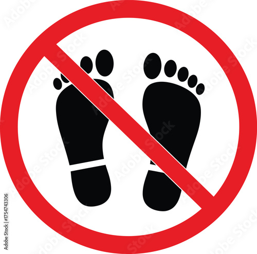 Scalable vector graphic prohibition sign no footprints icon eps illustration