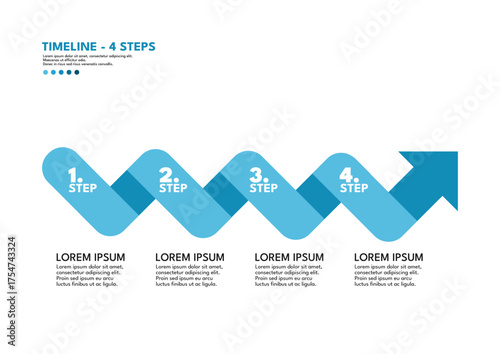 Timeline 4 steps wave path infographic template