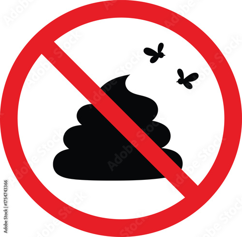 No pooping sign vector illustration red circle symbol isolated scalable eps graphic