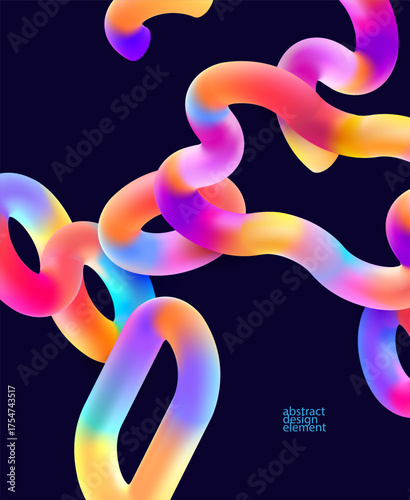 Abstract geometric background of Multicolored 3D shapes. Vector composition of rounded elements.