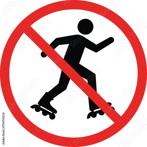No rollerblading sign vector graphic scalable eps icon for universal use