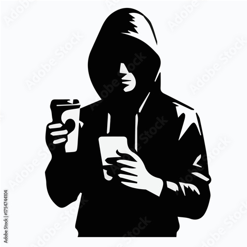Man in Hoodie Drinking Coffee Silhouette