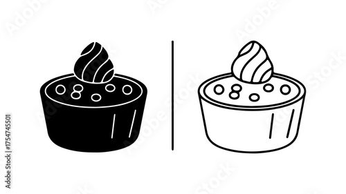 Dessert cupcake with whipped cream with transparent background