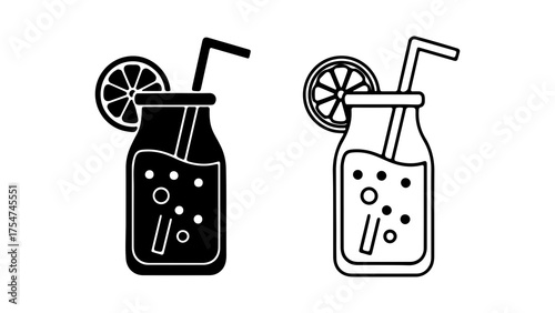 Citrus drink with straw and transparent background